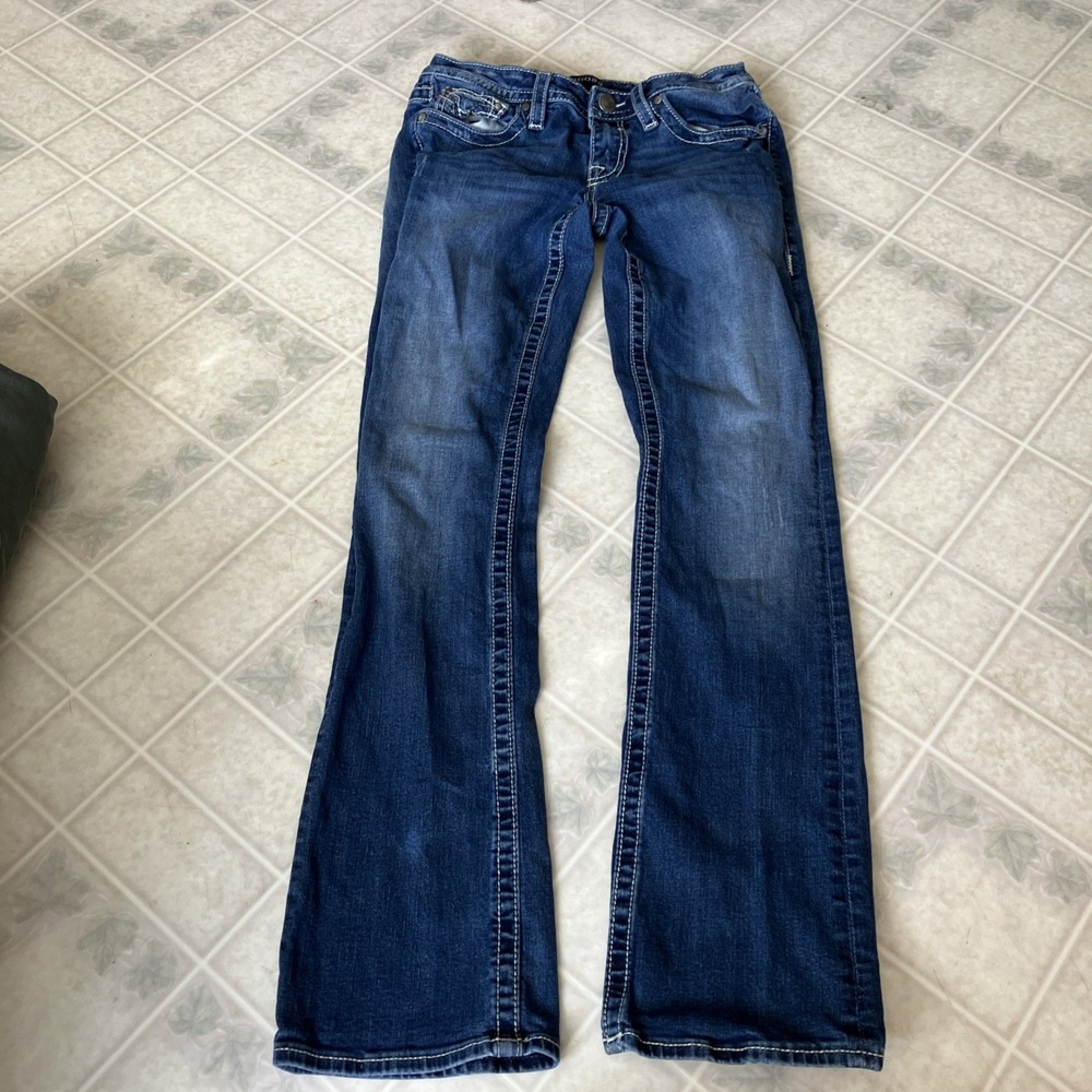 Vigoss Jeans Embroidered Pockets Sz 5/6 33 Heritage Fit  Chelsea Slim Bootcut